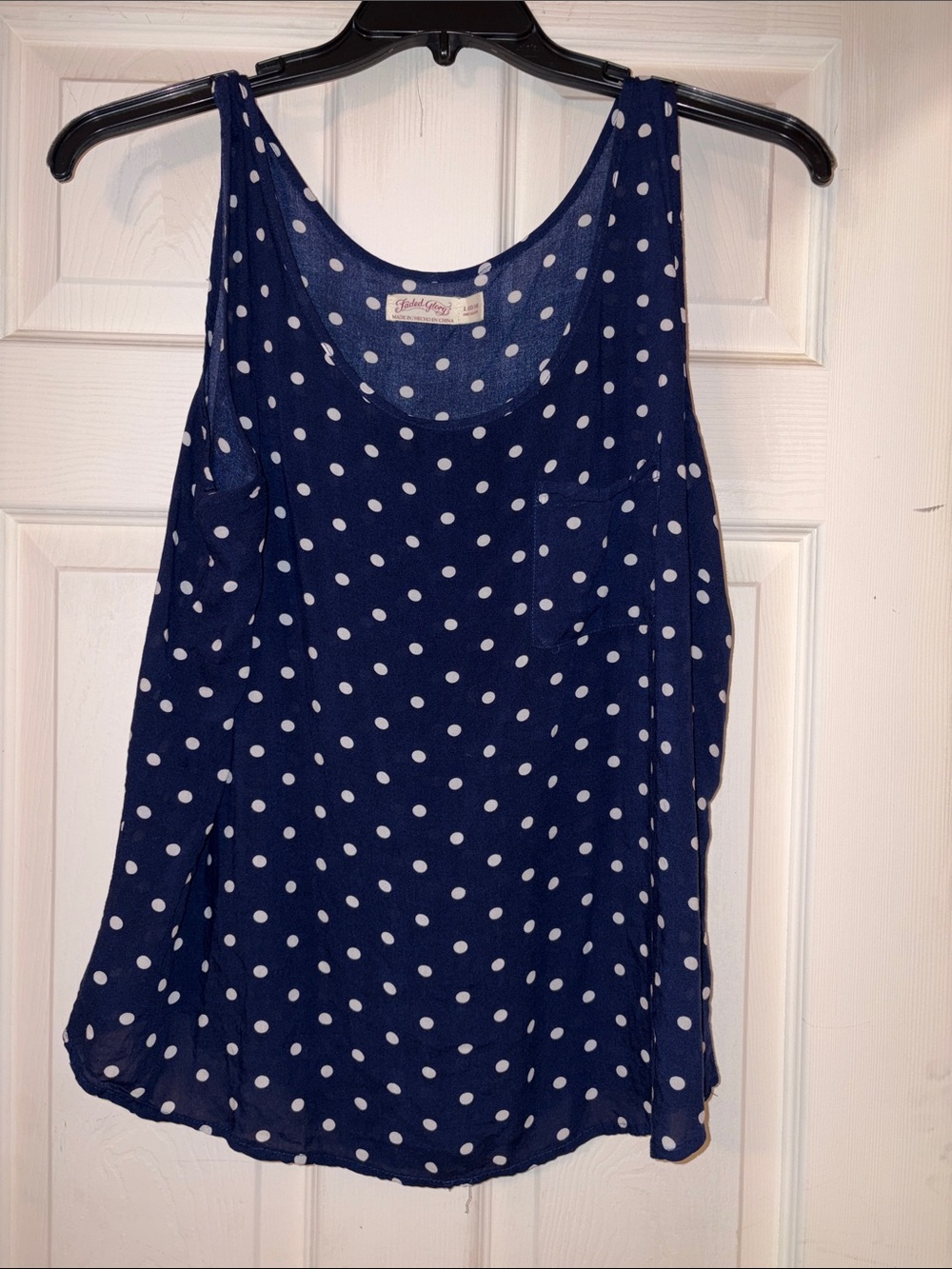 Navy Blue Polka Dot Sleeveless Tank